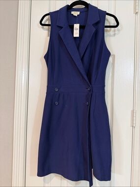 Anthropologie Sleeveless Navy Wrap Mini Dress romper